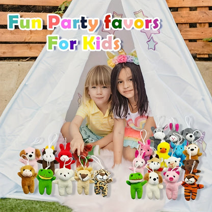 24-Piece Assorted Mini Plush Animal Set with 2–3 Inch Figures, Hanging Loops and Random-Color Option