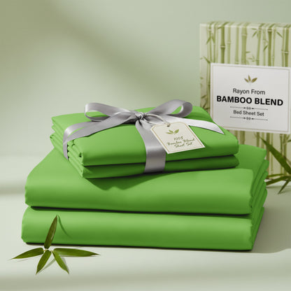 Bed Sheet Set 30% Bamboo Viscose 70% Polyester in 3- or 4-Piece Sizing with 16-Inch Pocket