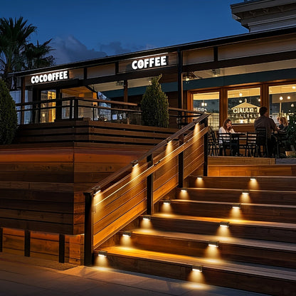 Solar Deck and Step Lights, 8- to 32-Piece Packs in Black, White or Brown with Integrated Panels