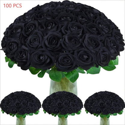 Artificial Flowers Long-Stem Velvet Rose Set in 50 or 100-Piece Variant Options across Five Colors