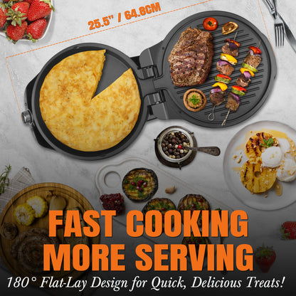 Electric Griddle 10 Inch Nonstick – Smokeless Indoor Grill, Quesadilla Maker & Pizza Maker | Multi-Functional Non-Stick Countertop Cooking Plate, Black