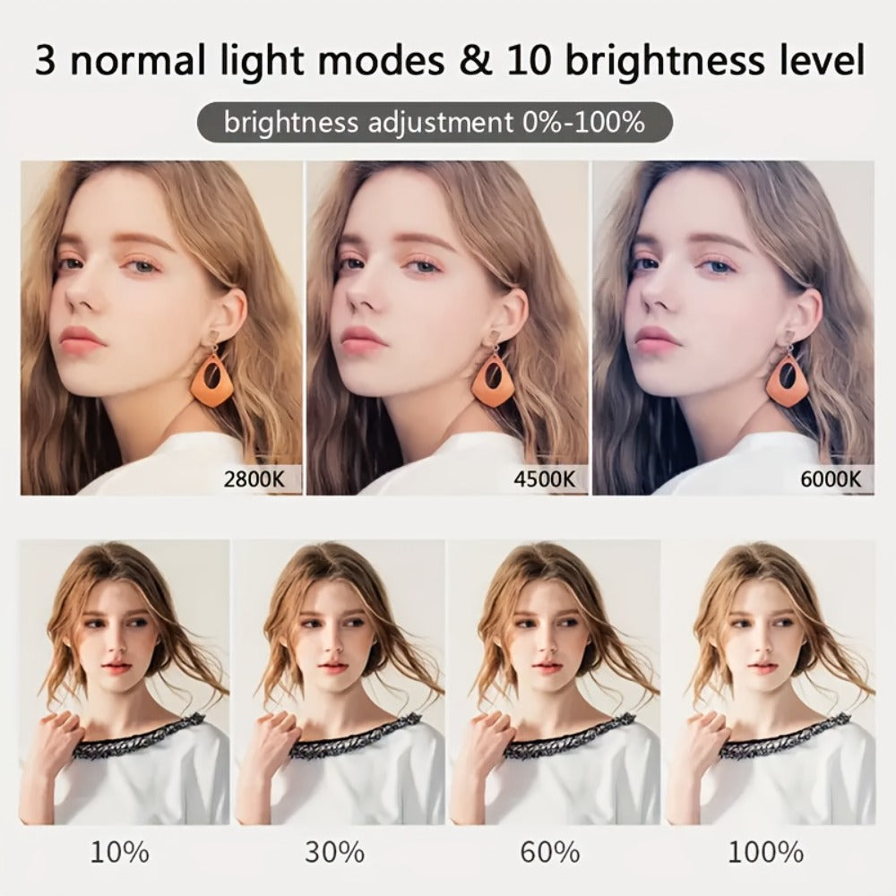 7.87-Inch LED Ring Light with Articulating Desk Clamp Arm, Phone Holder and USB Inline Control