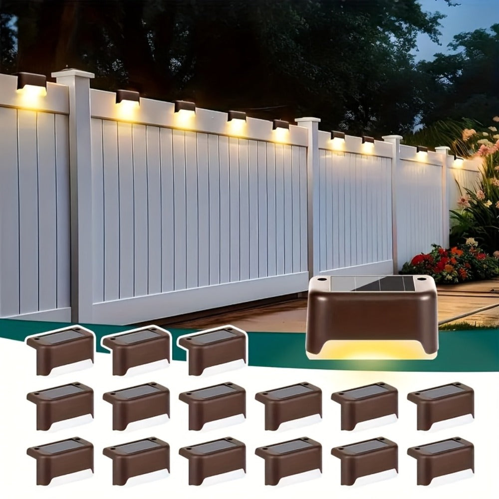 Solar Powered LED Deck Lights – Auto On/Off Outdoor Step Lights for Stairs, Fence, Pathway & Patio, 12-Hour Continuous Lighting, Weatherproof Solar Stair Lights for Garden, Yard & Commercial Use
