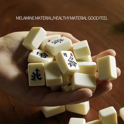 Mini Mahjong Set Portable Travel Size – Compact Authentic Chinese Tile Game for Family Fun Logical Thinking On-the-Go Entertainment, Traditional Mahjong Gift for Adults Kids Seniors