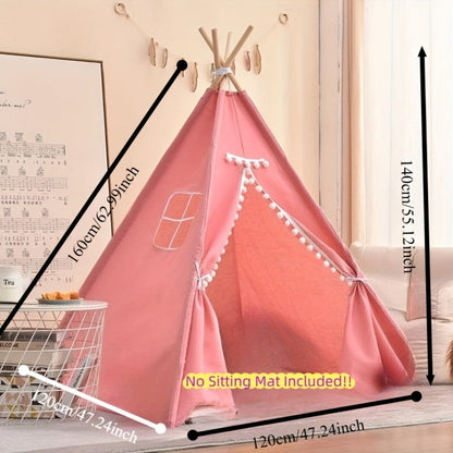 Kids Teepee Play Tent with 140 x 120cm Frame, White, Blue, Pink or Star Fabric Options and No Sitting Mat