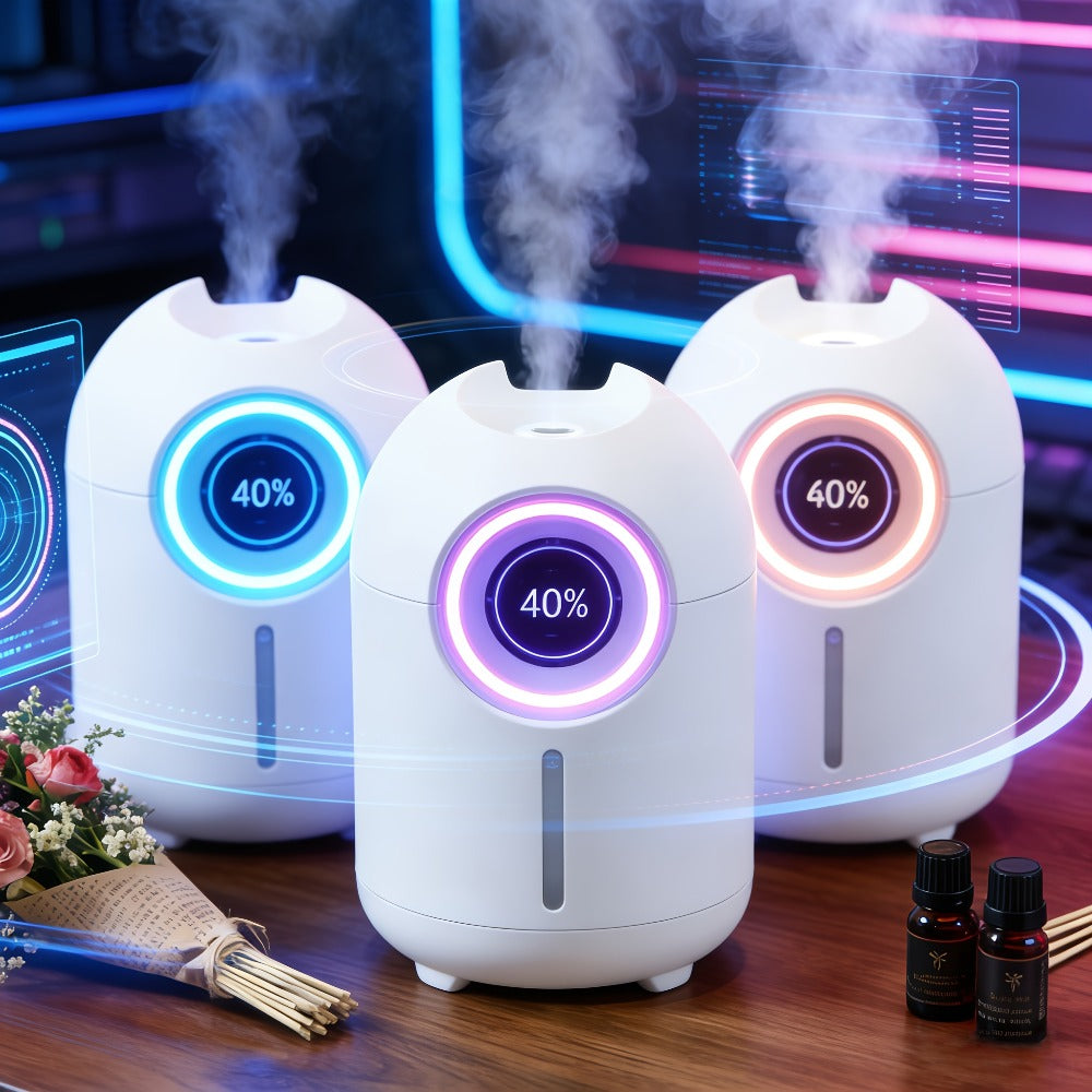 Humidifier 3-Piece Mini Set with Adjustable Mist, Soft LED Light and White-Green Color Combinations