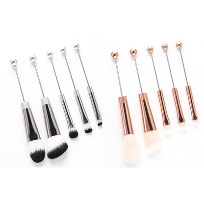 Makeup Brush Set, 10-Piece Bead-Ready ABS Handle Collection with Polyester Bristles and Eleven Color Options