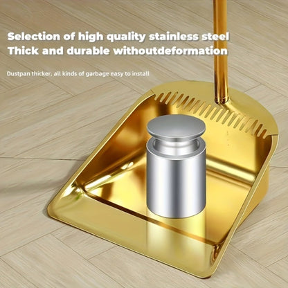 Golden Broom and Dustpan Set with Sectioned Long Handle, Wide Head and Broom-Only or Two-Piece Checkout Options