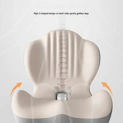 Contoured One-Piece Seat Cushion with Ribbed Back Support, Non-Slip Base and Five Color Options