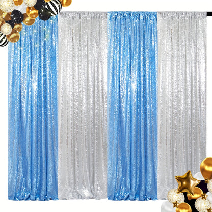 Sequin Backdrop Curtain 4 Panels 2FTx8FT – Shimmer Glitter Background for Wedding Party Photo Booth Decoration
