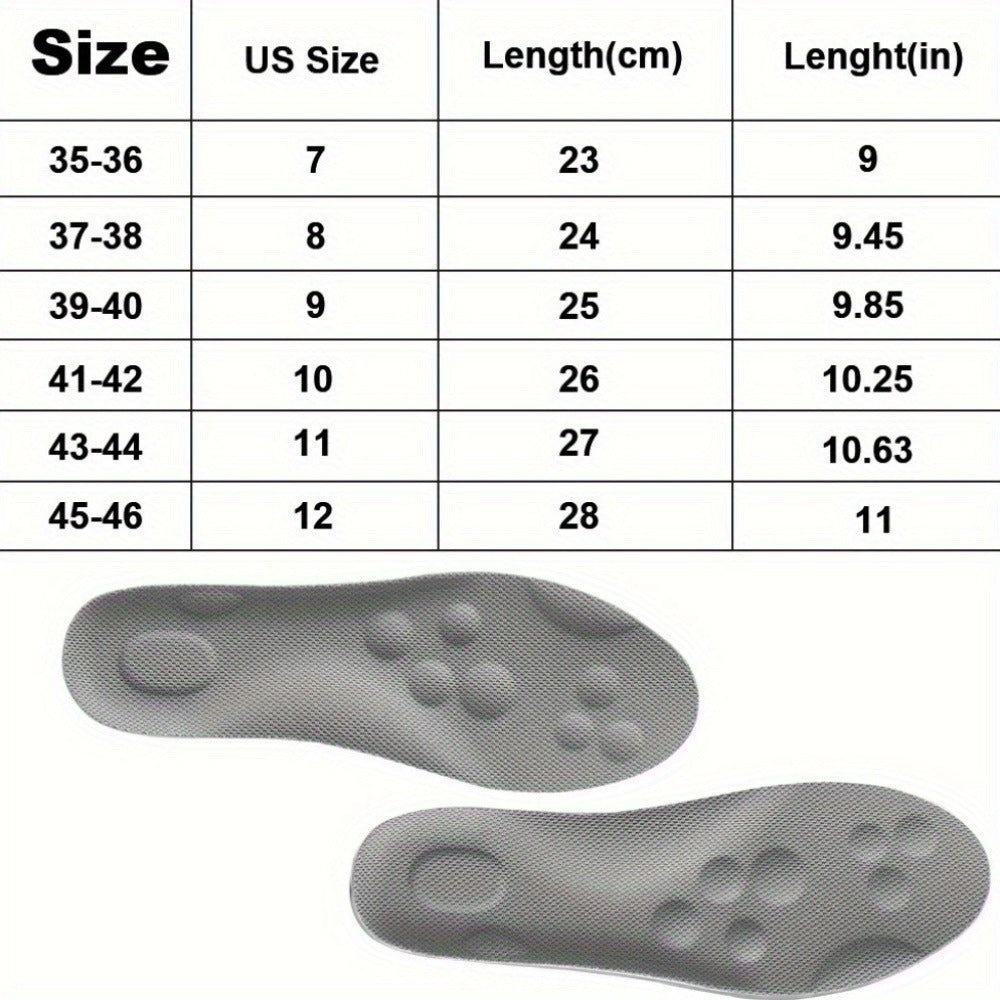 Three-Pair 4D Foam Shoe Inserts in Gray or Orange with Five EU Size Options for Everyday Footwear