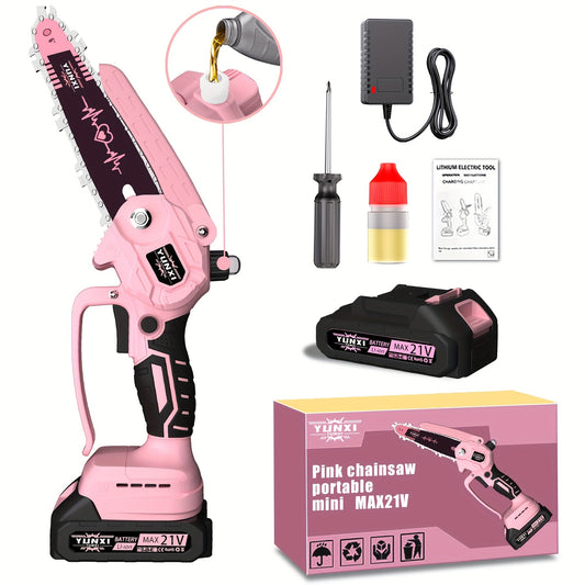 Cordless Electric Pruning Saw Handheld Mini Chainsaw Wireless Portable Tree Branch Cutter with Safety Lock Rechargeable Battery for Yard Garden Trimming