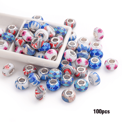 Jewelry Making Beads - Acrylic Flower 100pcs 14mm Colorful Printed Flat Round Large Hole for - product detail view 21