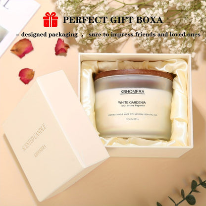 12.4oz Candle with Three Cotton Wicks, Wide Glass Jar, Gift Box and Six Fragrance Selections
