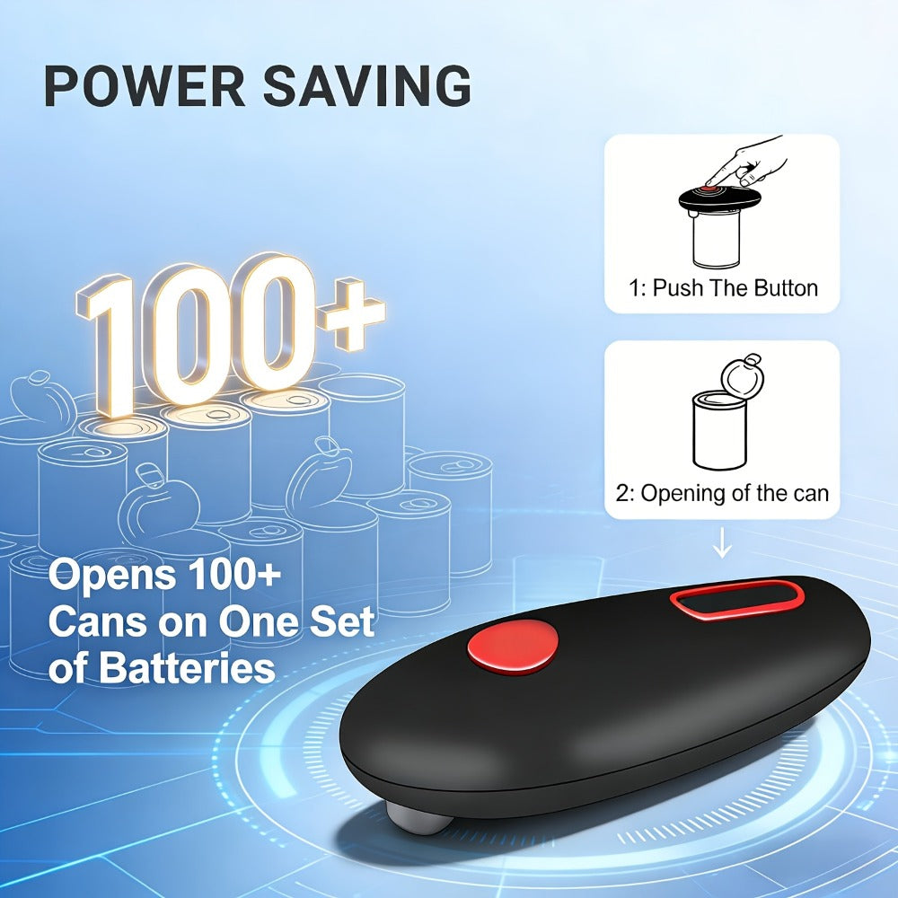 Black One-Touch Can Opener as a Single Unit or Two-Tool Bundle with Manual Jar-Opening Aid