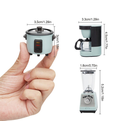 Miniature Dollhouse Kitchen Appliance Set 1:12 Scale 3 Pcs – Rice Cooker, Juicer & Coffee Maker Models, Realistic Dollhouse Decor Accessories, Collectible Gift for Miniature Enthusiasts & Collectors