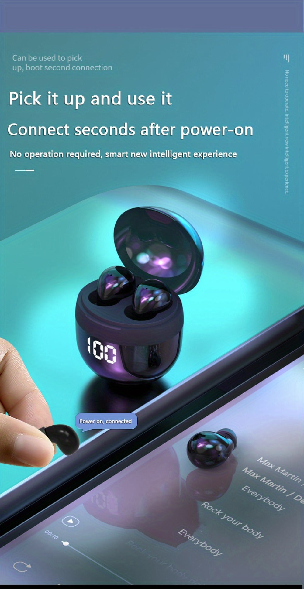 Phantom Mini Invisible True Wireless Earbuds, Ultra-Small Sleep Earphones No Flash Light Comfortable Fit Universal Wireless Headset, Gift for Birthday Easter Boyfriend Girlfriend Men Women