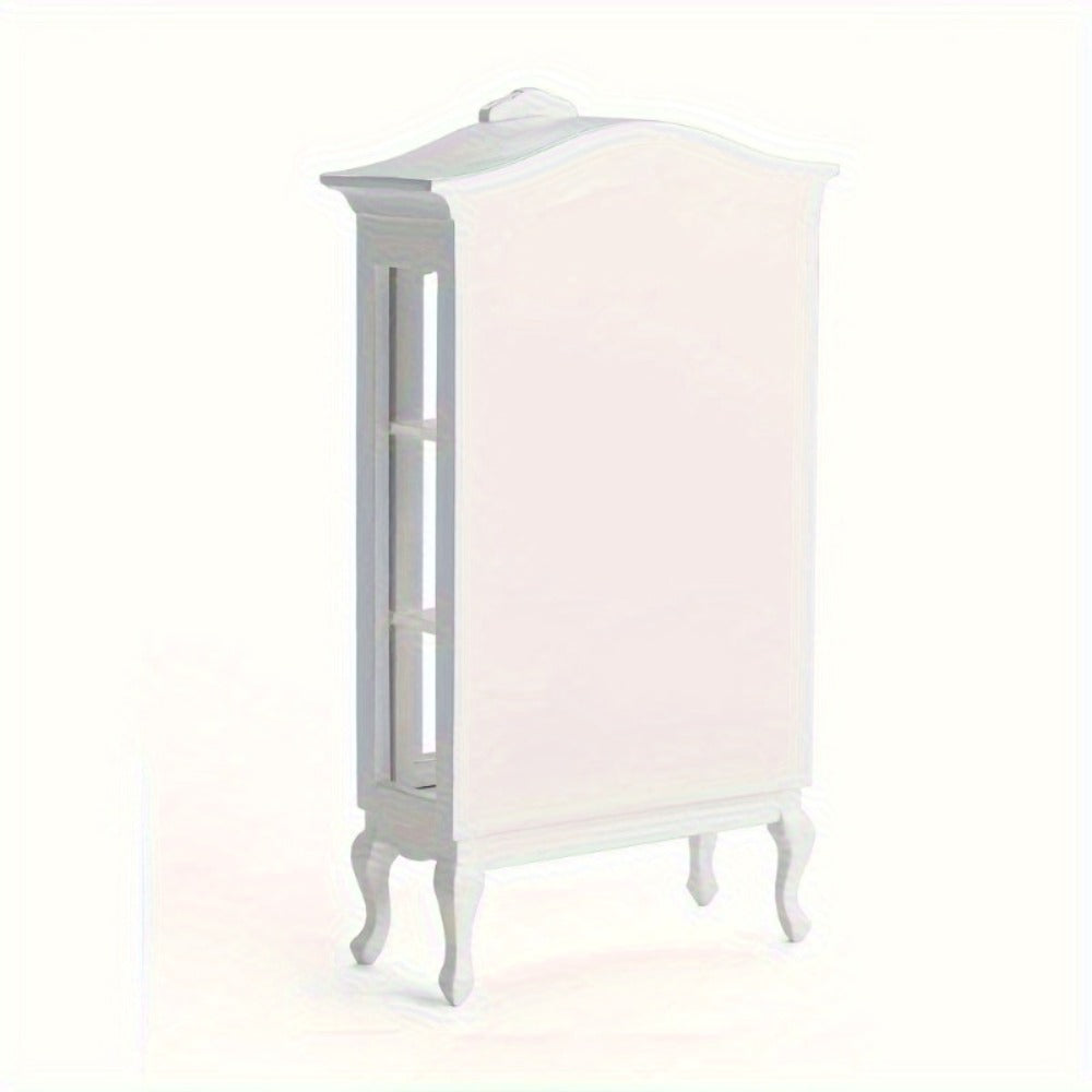 White Miniature Dollhouse Display Cabinet with Mirrored Back, Three Clear Shelves and 16 cm Height