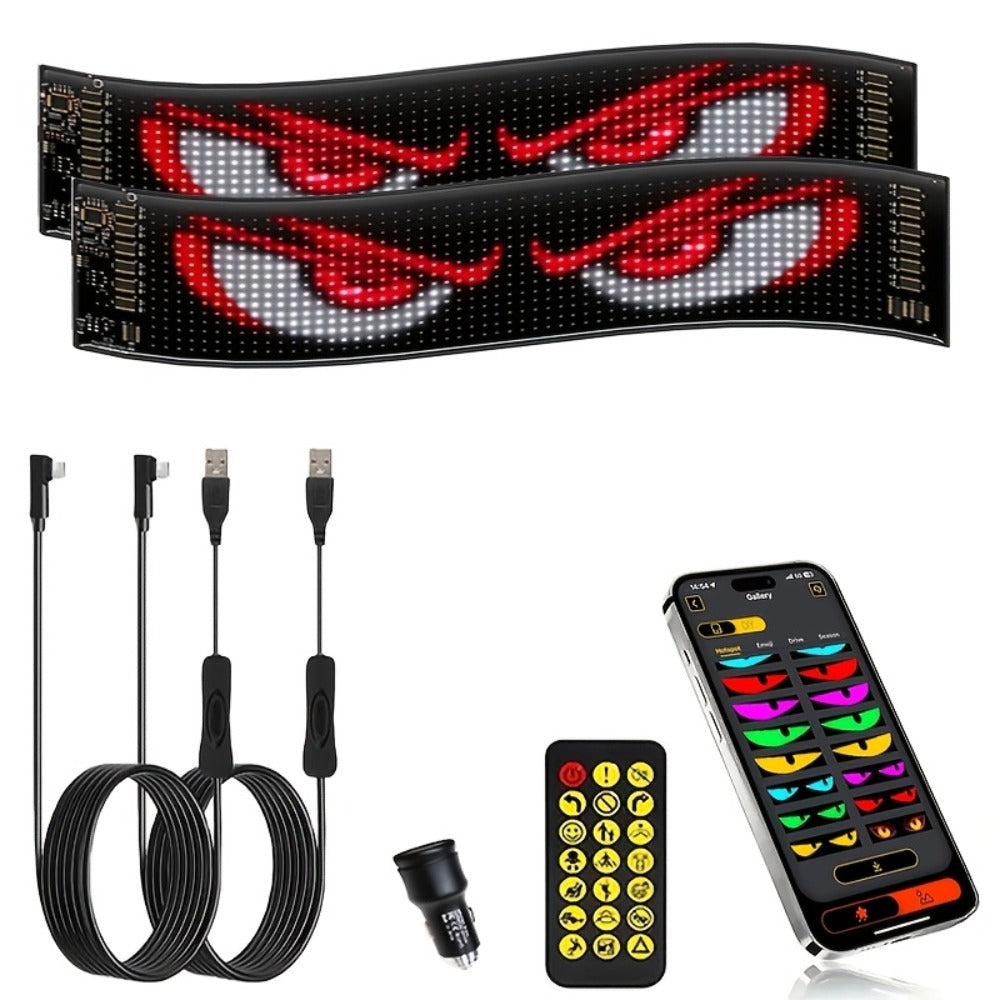 Devil Eye LED Headlight Panels 2 Pack Flexible RGB Matrix App & Remote Control - USB 5V for an Everyday Personal Care Routine