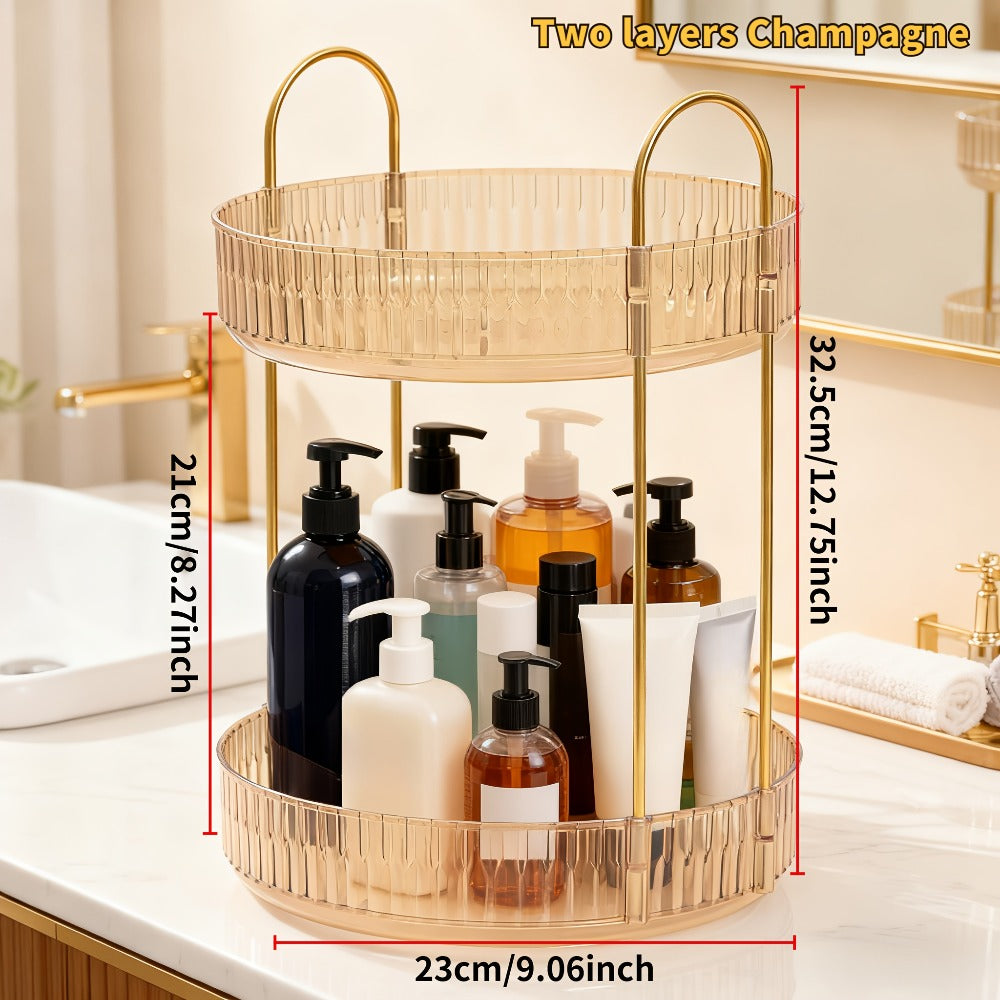 Rotating Multi-Level Makeup Organizer with Detachable Trays and 12 Exact Color-and-Layer Options
