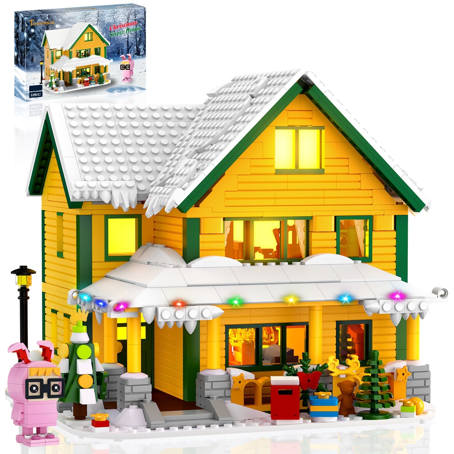 Christmas Story Building Blocks Set 1146 Pcs – LED Lit Classic Movie Style Christmas House Model Character Figures Holiday Display Decoration Family Gift Adults Kids