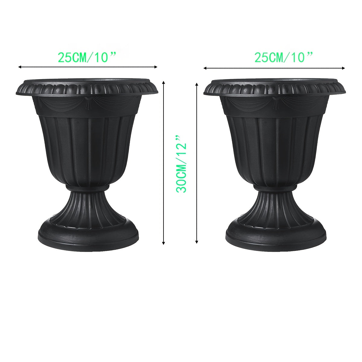 Plastic Urn Planters 2 Pack Outdoor Indoor Flower Pots with Pedestal Front Porch Decor Garden Patio Wedding Party Home Decor Classic Style
