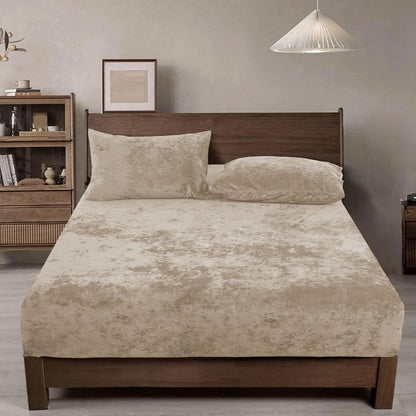 Sheet Set, Double-Sided Velvet Fitted Sheet with 12-to-16-Inch Pocket, One or Two Pillowcases and Eight Colors