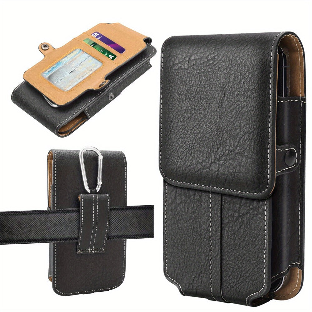 Vertical Belt-Clip Phone Holster with Card Slots for 5.2- to 7.2-Inch Phones in Black or Brown