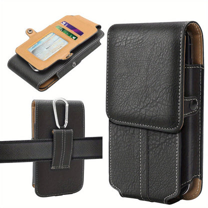 Vertical Belt-Clip Phone Holster with Card Slots for 5.2- to 7.2-Inch Phones in Black or Brown