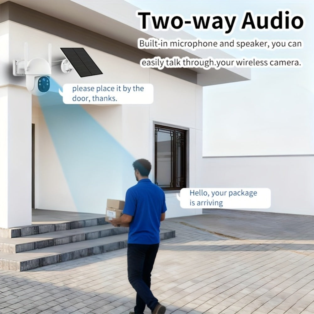 Encrypted Cloud Solar Security Camera Outdoor 3MP AI Detection – App-Controlled Pan Tilt, Full Color Night Vision, Sound & Light Alert, Two-Way Audio, Waterproof Wireless WiFi Camera