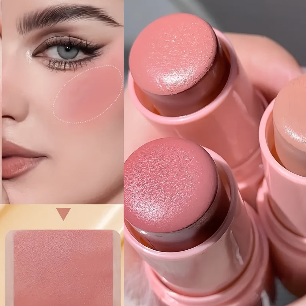 Matte Cream Blush Stick Set 3pcs Multifunctional — Waterproof Non-Greasy Brightening Formula, Blendable Color for Cheeks Lips & Eyes, Long-Lasting Travel-Friendly Daily Face Makeup for Women