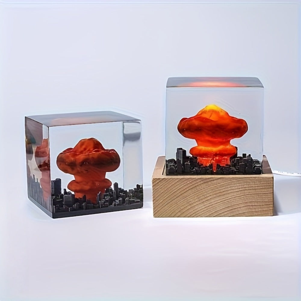 Mushroom Cloud Night Light – USB Powered LED Atomic Bomb Glow Lamp, Sci-Fi Desktop Decoration Art Piece, Unique Gift for Nuclear Enthusiasts, Bedroom Living Room Office Decor