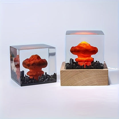 Mushroom Cloud Night Light – USB Powered LED Atomic Bomb Glow Lamp, Sci-Fi Desktop Decoration Art Piece, Unique Gift for Nuclear Enthusiasts, Bedroom Living Room Office Decor
