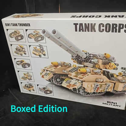 1628-Piece 8-in-1 Tank Building Block Model with White, Yellow, Bagged and Boxed Checkout Options
