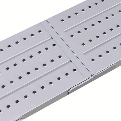 Adjustable Folding Scaffolding Work Platform, Portable Drywall Bench Step Ladder with Anti-Slip Feet & Safety Lock