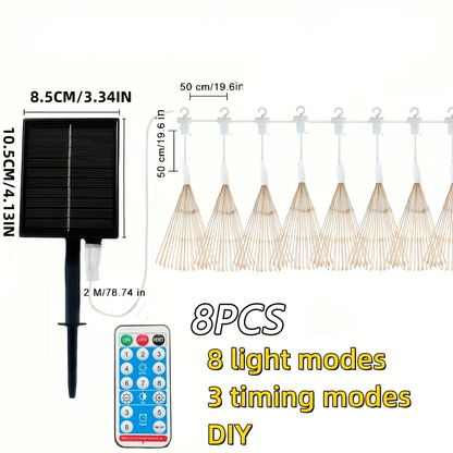 Solar Starburst Ball Light Set with Eight 480-LED Pieces, Remote Control and Three Color Options