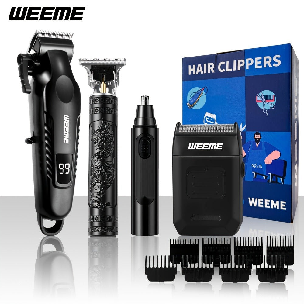 Hair Clippers & Trimmers WEEME Two- or Three-Piece Set with T-Blade, Foil Shaver, USB Charging and Color Options