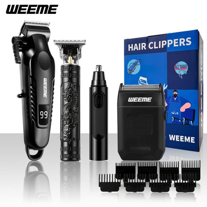 Hair Clippers & Trimmers WEEME Two- or Three-Piece Set with T-Blade, Foil Shaver, USB Charging and Color Options