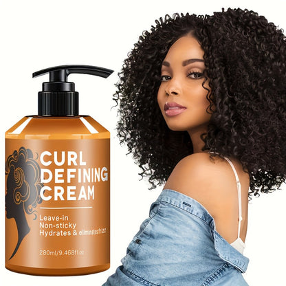 280ml Curl Styling Cream with Argan and Jojoba Oils in an Amber Leave-In Pump Bottle for Wavy Hair