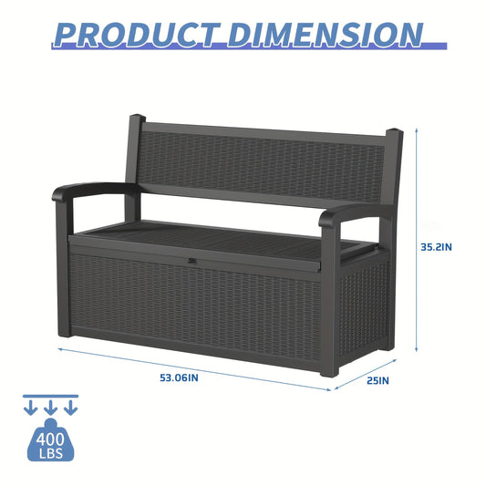 Deck Box | Outdoor Storage Bench Patio Rattan Pool Tools 400 LB Seat