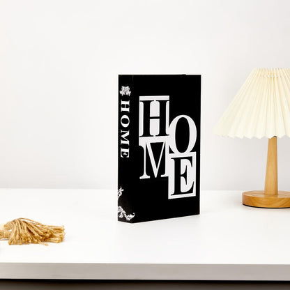 Three-Piece Black Decorative Faux Book Set with HOME, FAMILY and LOVE Lettering for Shelf or Coffee Table Display