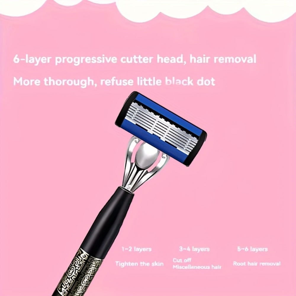 Replaceable Blade Razor for Men Stainless Steel Ultra-Sharp 36 or 72 Blades Anti-Slip Ergonomic Handle Smooth Safe Close Shave Daily Grooming Kit Travel Gift for Him