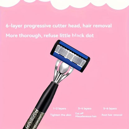 Replaceable Blade Razor for Men Stainless Steel Ultra-Sharp 36 or 72 Blades Anti-Slip Ergonomic Handle Smooth Safe Close Shave Daily Grooming Kit Travel Gift for Him