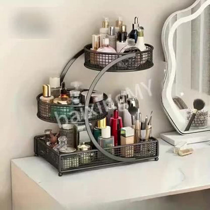 Mesh Countertop Bathroom Organizer with Two- or Three-Tier Basket Styles and Curved Open Frame