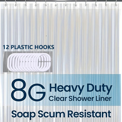 Clear Shower Curtain PEVA 8G Rust Proof Grommets 72x72 Inch - Premium Transparent Waterproof Modern Bathroom Curtain | Single or Set 2 | Easy Clean Smooth Surface | Bathroom Accessories Home Decor