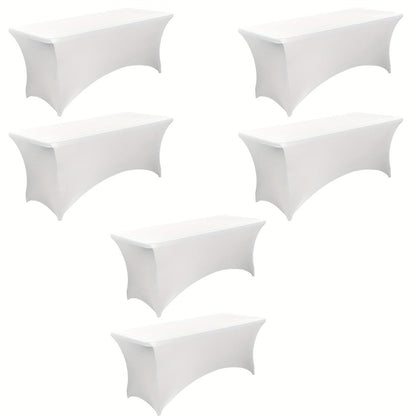 6 Foot Stretch Tablecloth 6/12/24 Pack - Rectangular Spandex Table Cover for Weddings, Trade Shows & Events