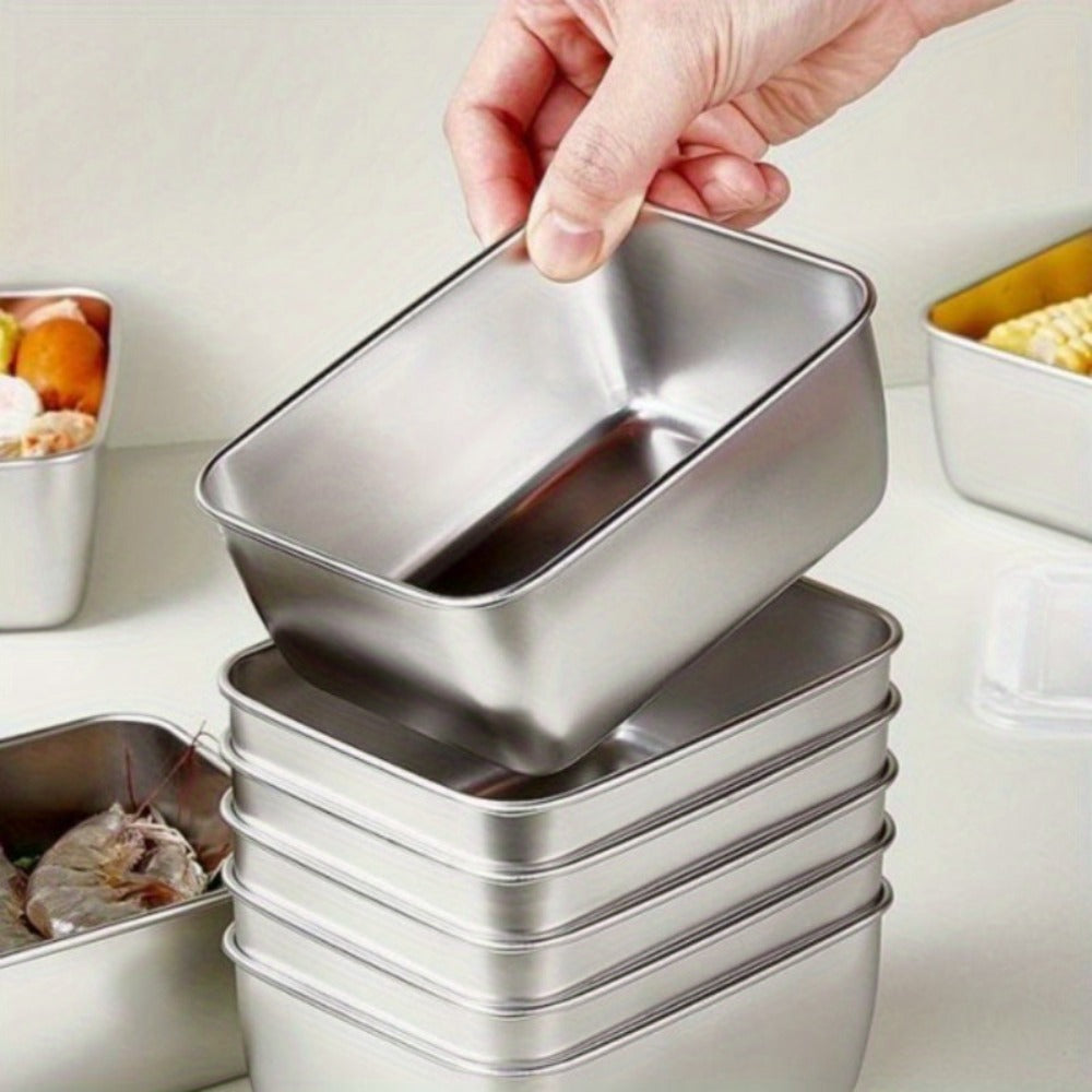 Food Storage Containers 304 Stainless Steel Set with Lids in Five-, Six- or Eight-Piece Options