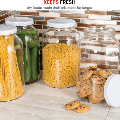 Two-Pack One Gallon Wide-Mouth Glass Storage Jar Set with Flip-Top Lids for Pantry and Pickling
