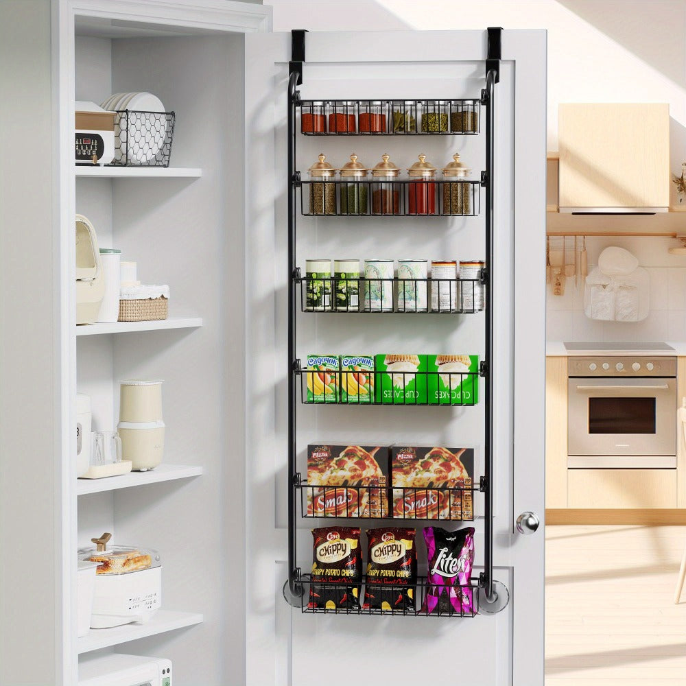 Over-the-Door Organizer Rack in 6- or 8-Tier Options with White or Black Frame Size Choices