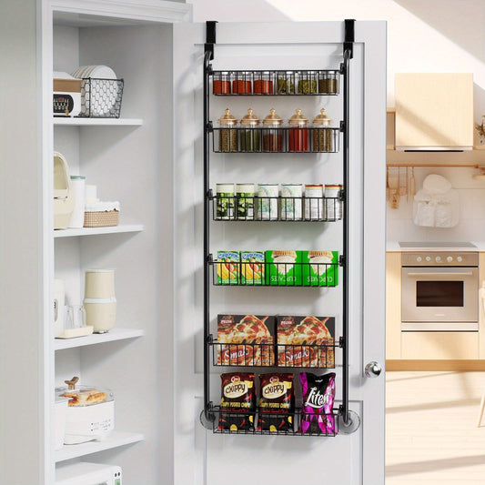 Over-the-Door Metal Organizer Rack 6 & 8 Tier – Pantry Storage, Spice Rack, Kitchen Cabinet Organizer, Holds Up to 80 Lbs